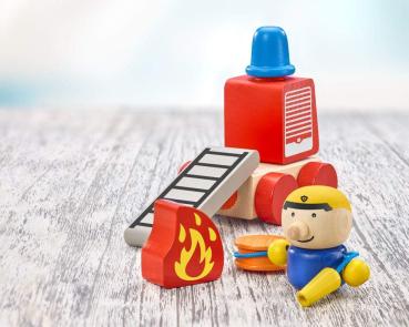 Schmidt Selecta 62077 Klettini Holz Spielzeug  Feuerwehr