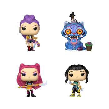 FUNKO POP! Vinyl Figur Animation KPop Demon Hunters Zoey Mira Rumi Derpy Tiger GITD 4er Pack