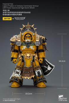 Warhammer Imperial Fists Actionfigur Legion Praetor in Tartaros Terminator Armourwith Power Sword and Vigil Storm Shield 14 cm