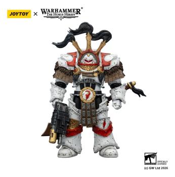 Warhammer 40,000 Actionfigur White Scars Legion Praetor in Cataphractii Terminator Armour with Cyber Hawk Chogorian sword and combi-melta 14 cm