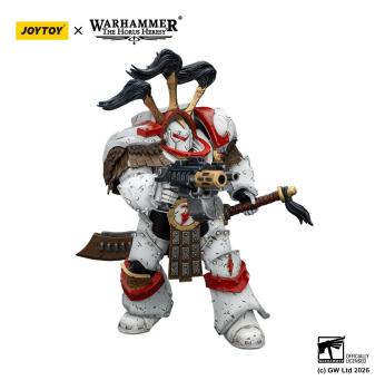 Warhammer 40,000 Actionfigur White Scars Legion Praetor in Cataphractii Terminator Armour with Cyber Hawk Chogorian sword and combi-melta 14 cm