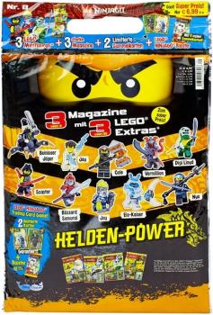XL-Blindbag Lego Ninjago Helden-Power  (3x Magazines + 3x Lego Extras) Pack 1