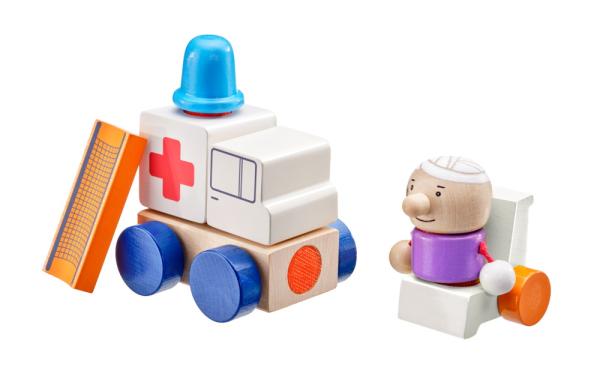 Schmidt Selecta 62081 Klettini Holz Spielzeug Krankenwagen