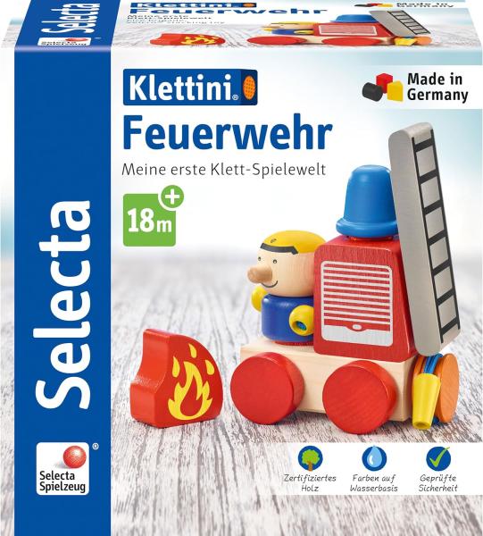 Schmidt Selecta 62077 Klettini Holz Spielzeug  Feuerwehr