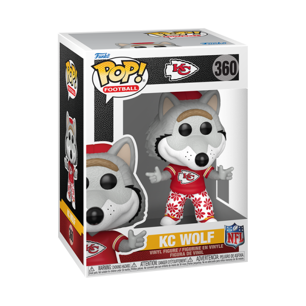 FUNKO POP! Vinyl Figur Sport Football NFL Mascots Kansas CIty Chiefs KC Wolf 360