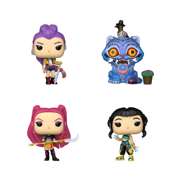 FUNKO POP! Vinyl Figur Animation KPop Demon Hunters Zoey Mira Rumi Derpy Tiger GITD 4er Pack