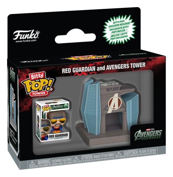 Avengers Doomsday Bitty POP! Towns Vinyl Figur Red Guardian and Avengers Tower