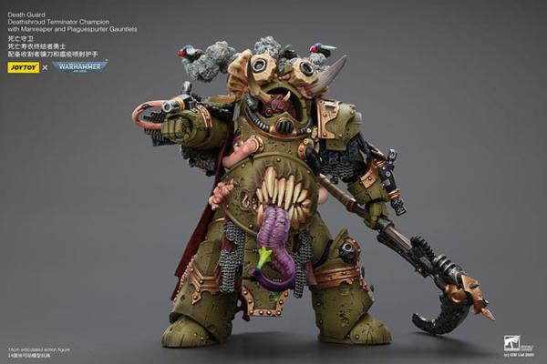 Warhammer 40k Actionfigur 1/18 Death Guard Deathshroud Terminator Championwith Manreaper and Plaguespurter Gauntlets 14 cm