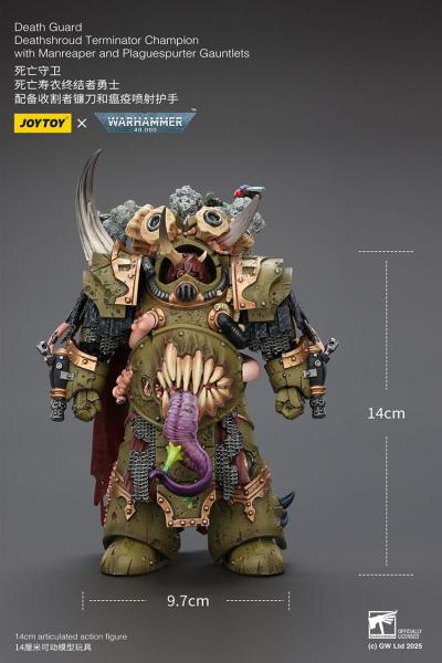 Warhammer 40k Actionfigur 1/18 Death Guard Deathshroud Terminator Championwith Manreaper and Plaguespurter Gauntlets 14 cm