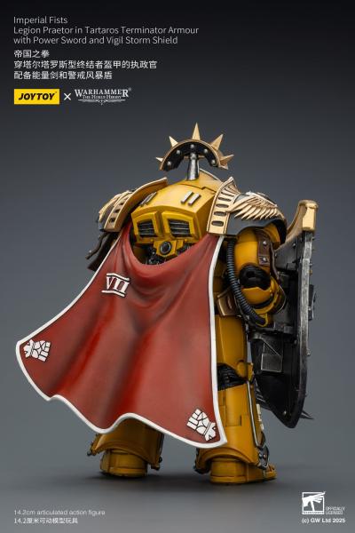Warhammer Imperial Fists Actionfigur Legion Praetor in Tartaros Terminator Armourwith Power Sword and Vigil Storm Shield 14 cm