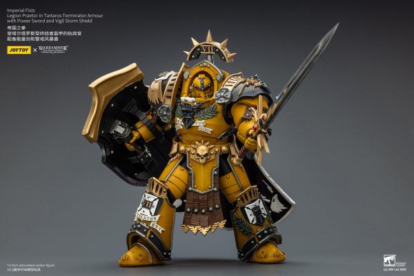 Warhammer Imperial Fists Actionfigur Legion Praetor in Tartaros Terminator Armourwith Power Sword and Vigil Storm Shield 14 cm