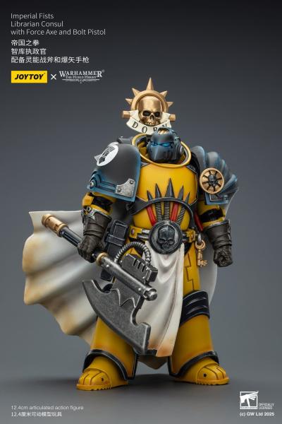Warhammer Imperial Fists Actionfigur Librarian Consulwith Force Axe and Bolt Pistol 12 cm
