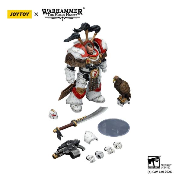 Warhammer 40,000 Actionfigur White Scars Legion Praetor in Cataphractii Terminator Armour with Cyber Hawk Chogorian sword and combi-melta 14 cm