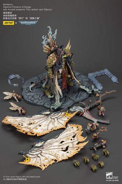 Warhammer 40k Actionfigur 1/18 Mortarion Daemon Primarch of Nurgle with Ancient weapons The Lantern and Silence 21 cm
